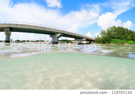 Norise Bridge: A bridge over the sea and a beautifully shining sandy beach 119705138