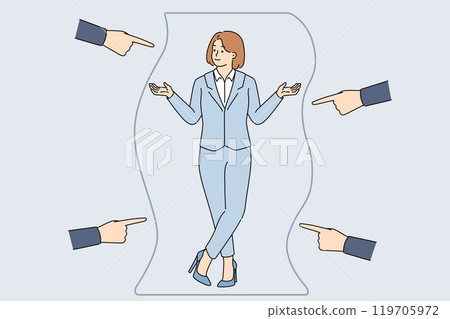 Personal boundaries around business woman to protect from hands who want to break into comfort zone 119705972