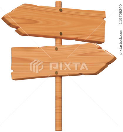 Wooden Direction Sign 3D 119706240