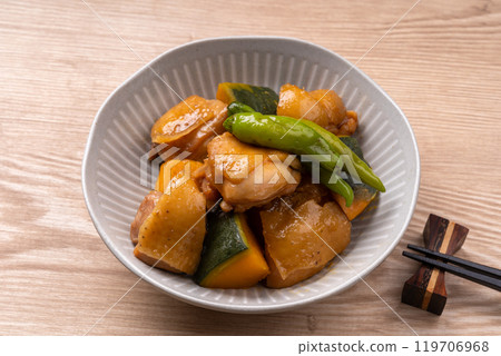 Chicken and pumpkin stew 119706968