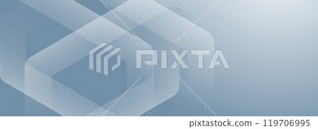 Digital hexagonal grey abstract background. Digital futuristic technology concept with hexagons. Geometric stripe line art design for poster, brochure, cover, website, header, banner 119706995