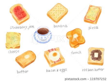 Various watercolor toasts 119707232