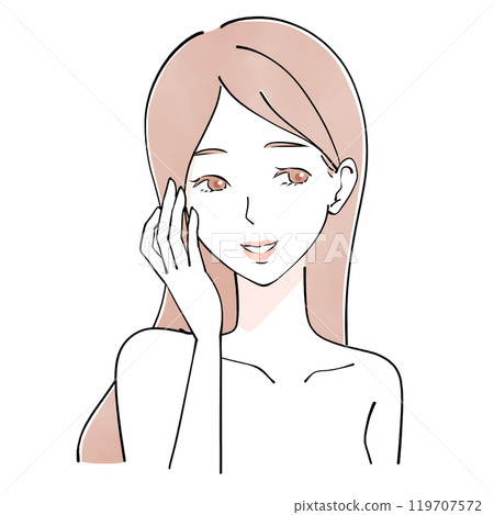 美容師撫摸臉頰的女人的插圖 美容師撫摸臉頰的女人的插圖 119707572