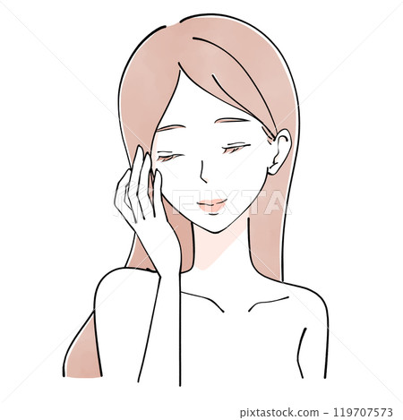 美容師撫摸臉頰的女人的插圖 119707573