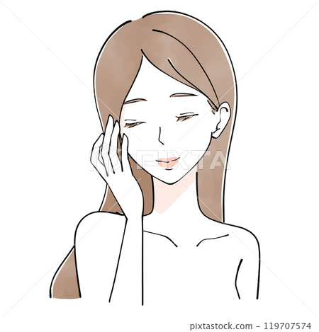 美容師撫摸臉頰的女人的插圖 美容師撫摸臉頰的女人的插圖 119707574