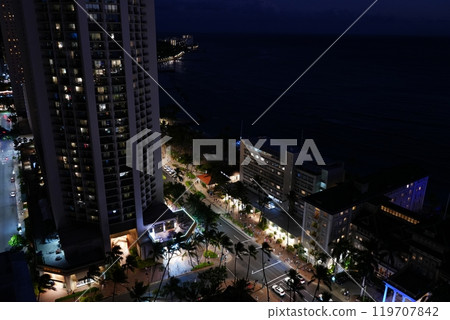 USA Hawaii Oahu Honolulu night cityscape 119707842