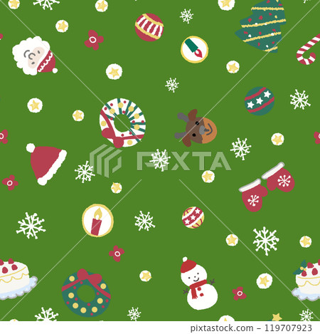 Soft touch Christmas seamless pattern green 119707923