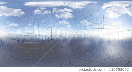 360 degree panorama of Surreal Panoramic Landscape with Geometric Lines 119708052