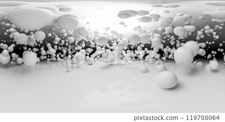 360 degree panorama of Surreal Abstract White Spheres in Gradient Background 119708064