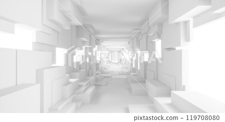 Futuristic Abstract Corridor with Geometric Shapes Futuristic Abstract Corridor with Geometric Shapes 119708080