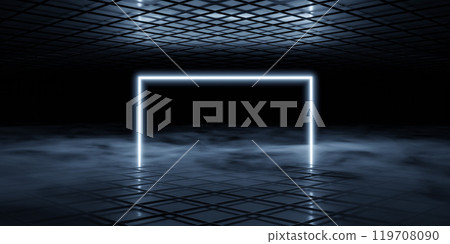 Futuristic Glowing Portal in Dark Environment 119708090