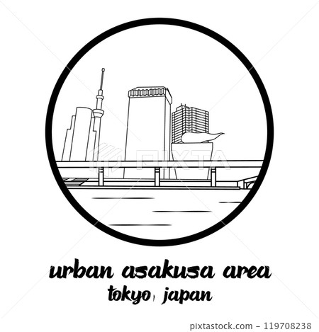 Circle Icon Urban Asakusa Area. Vector Illustration 119708238