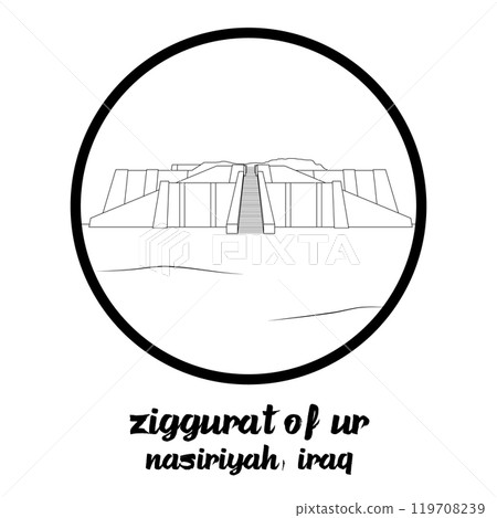 Circle Icon Ziggurat of Ur. Vector Illustration 119708239