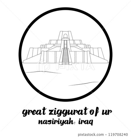 Circle Icon Great Ziggurat of Ur. Vector illustration 119708240