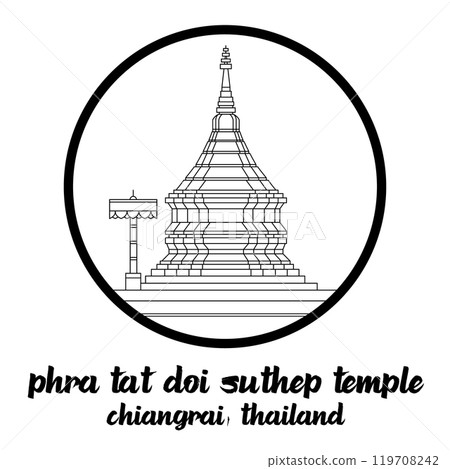 Circle Icon Phra Tat Doi Suthep Temple. Vector illustration Circle Icon Phra Tat Doi Suthep Temple. Vector illustration 119708242