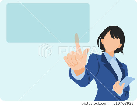Illustration of a businesswoman pointing 119708925