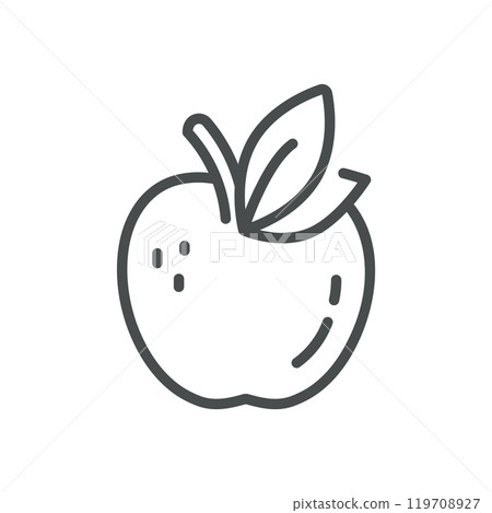 Apple Fruit Icon. Simple Line Illustration of an Apple, Representing Organic Agriculture and Natural Food Production. Apple Fruit Icon. Simple Line Illustration of an Apple, Representing Organic Agriculture and Natural Food Production. 119708927