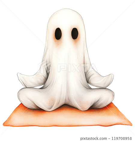 Ethereal Ghost Doing Yoga Exercises 119708958