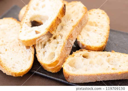 French bread in a restaurant French bread in a restaurant 119709130