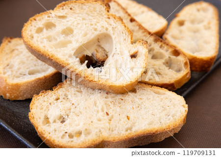 French bread in a restaurant French bread in a restaurant 119709131