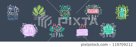Spa Club and Healthy Beauty Studio Logo Design Vector Set Spa Club and Healthy Beauty Studio Logo Design Vector Set 119709212