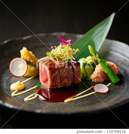 Delicious steak dish 119709216