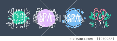 Spa Club and Healthy Beauty Studio Logo Design Vector Set 119709221