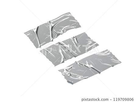 Blank silver rectangle adhesive duct tape mockup, side view 119709806