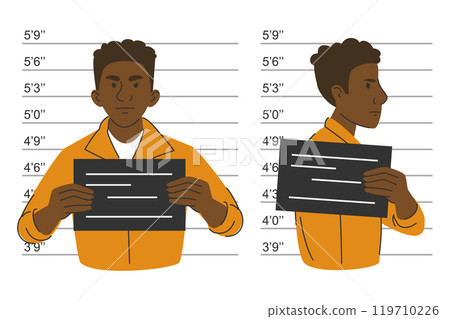 Criminal mugshot of man vector isolated. 119710226