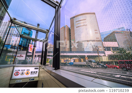 Tokyo cityscape in Japan, Tokyo Metro, overlooking the Ginza Station entrance and exit = October 27th 119710239