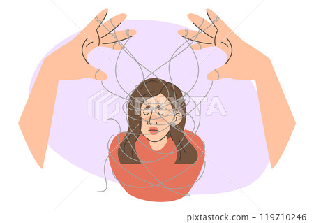 Emotional abuse vector isolated. Suffering woman Emotional abuse vector isolated. Suffering woman 119710246