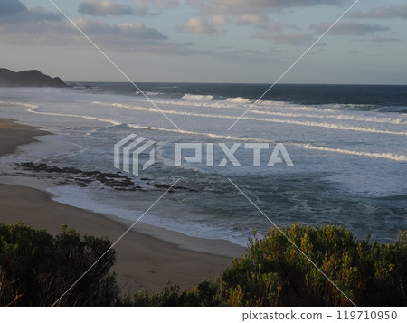 Waves illuminated by the morning sun Johanna Beach Victoria Australia Waves illuminated by the morning sun Johanna Beach Victoria Australia 119710950
