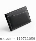 Black leather wallet with multiple card slots, isolated on white background, elegant and practical design 119711059