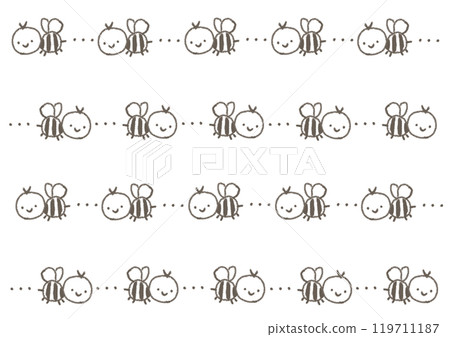 Simple and cute bee character line set Simple and cute bee character line set 119711187