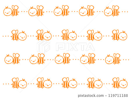 Simple and cute bee character line set Simple and cute bee character line set 119711188