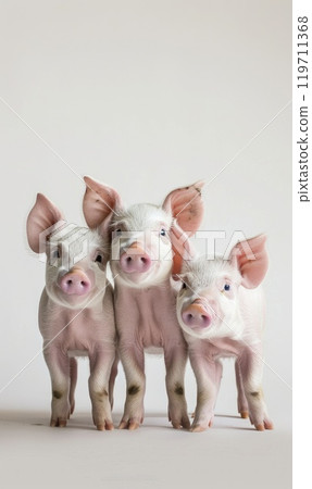 Three Adorable Piglets , Generate AI 119711368