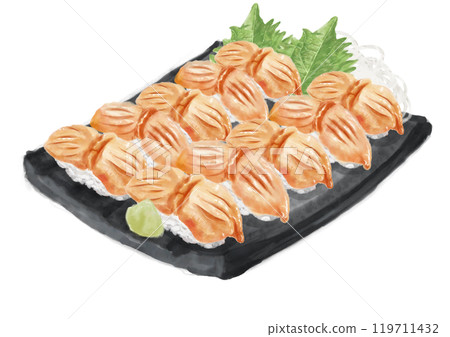Watercolor sushi_ark shell 01_7 Watercolor sushi_ark shell 01_7 119711432