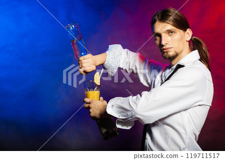 Barman showing his skills. 119711517
