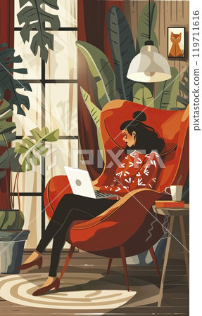 Freelancer Working from Home , Generate AI Freelancer Working from Home , Generate AI 119711616