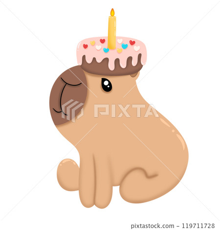 Capybara and birthday cake 119711728