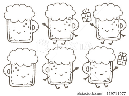 杯子裡的啤酒有臉的可愛變形插圖 119711977