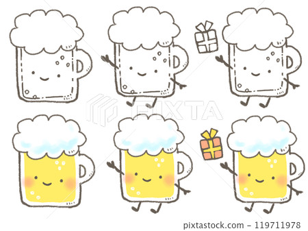 Cute deformed illustration of a beer mug with face 119711978