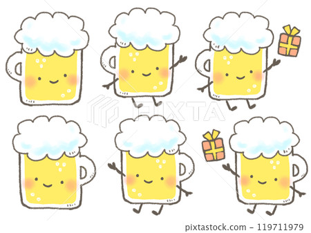 杯子裡的啤酒有臉的可愛變形插圖 119711979