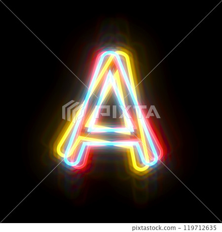 Three colors neon font Letter A 3D Three colors neon font Letter A 3D 119712635