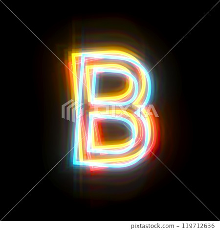 Three colors neon font Letter B 3D Three colors neon font Letter B 3D 119712636