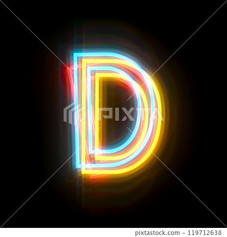 Three colors neon font Letter D 3D Three colors neon font Letter D 3D 119712638