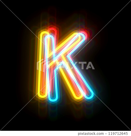 Three colors neon font Letter K 3D Three colors neon font Letter K 3D 119712645