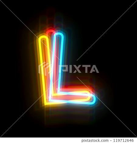 Three colors neon font Letter L 3D Three colors neon font Letter L 3D 119712646