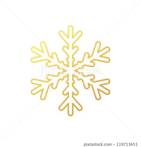 Golden snowflake. Icon of a snow flake made of a golden foil. 119713651