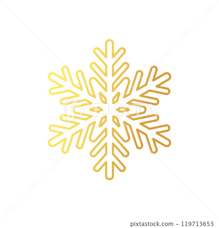 Golden snowflake icon. Foil snow flake stencil blueprint. 119713653